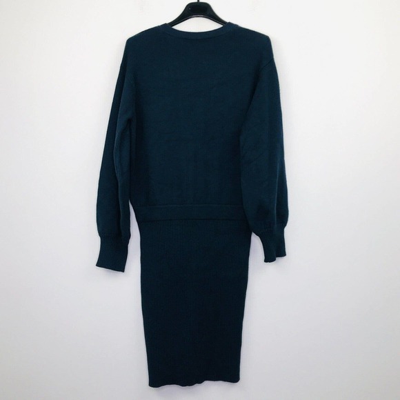 Toccin NY Women's Medium Sweater Dress Blue Felicity Button Front V-Neck CZ21 - Picture 5 of 5